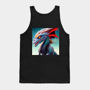 Blue Dragon with Red Spikes Tank Top